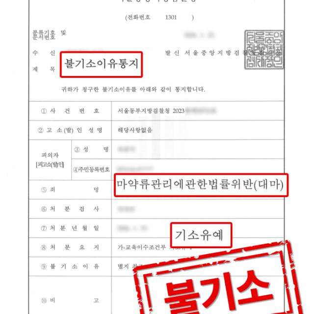 [불기소] 마약 | 대마초 대량 구매 및 흡연 사건, 기소유예